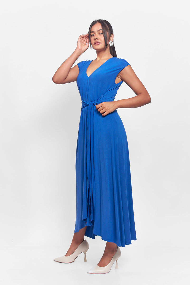Φόρεμα ελαστικό midi μπλε ρουαγιάλ