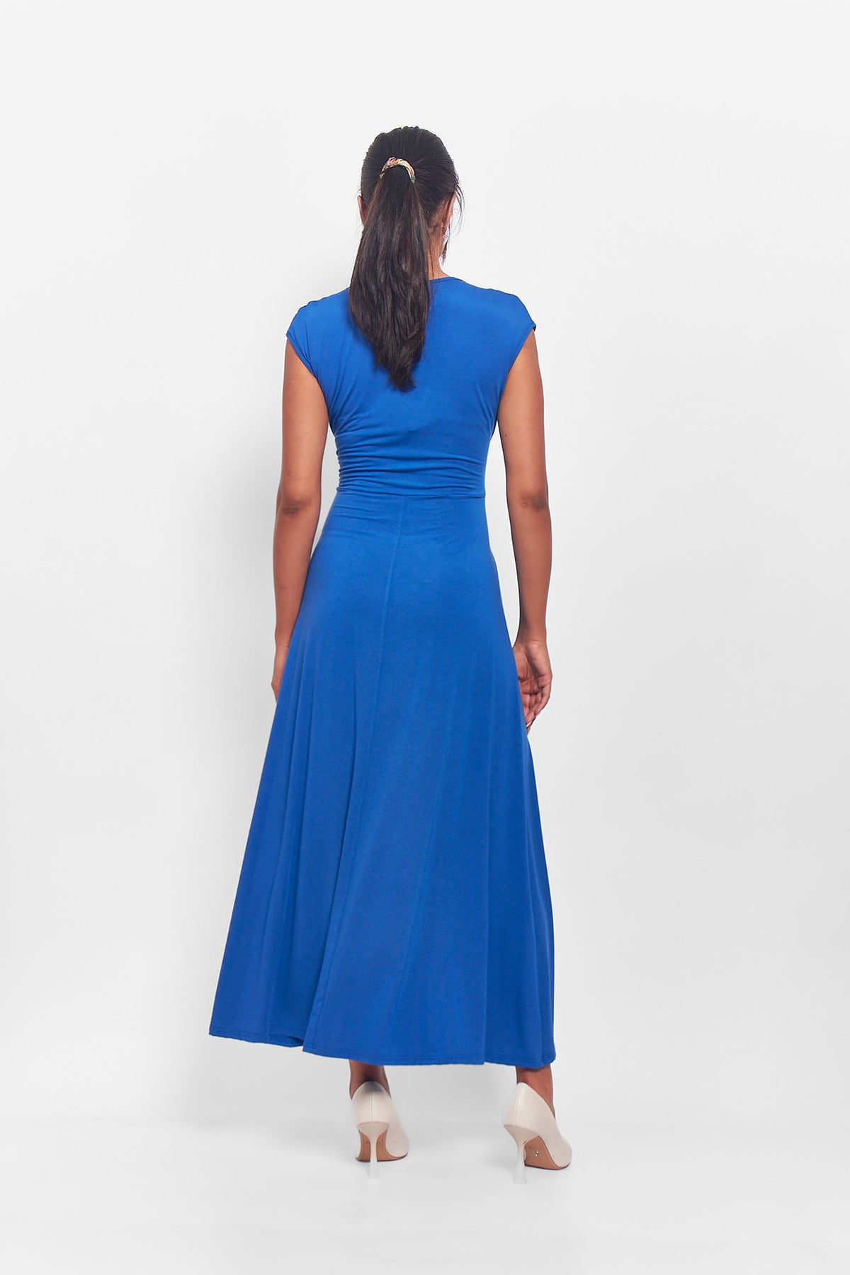 Φόρεμα ελαστικό midi μπλε ρουαγιάλ